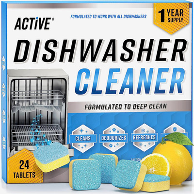Dishwasher Cleaner and Deodorizer Tablets - 24 Pack Deep Cleaning Descaler Pods 