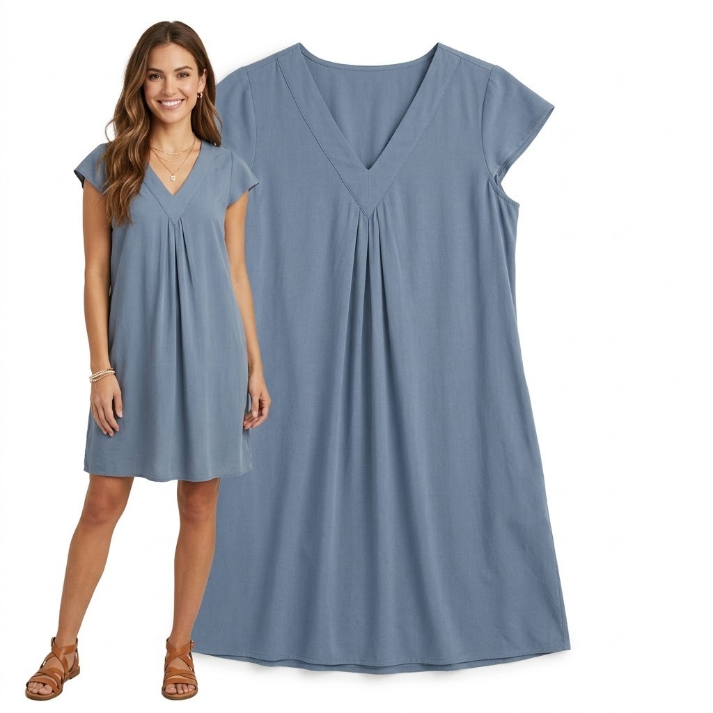 LULAROE - Chaylin Ruffle Sleeve V-Neck Dress - NWT - Blue - Women's Size 2XL