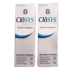 2-Pack CloSYS Silver Fluoride Toothpaste for Adults 55+, 3.4 oz Gentle Mint