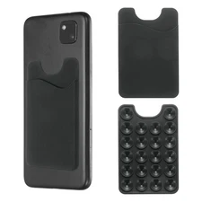 2 Pack Suction Phone Card Holder, Suction Cup Phone Grip, Black