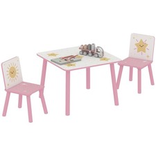 Qaba 3-Piece Toddler Table and Chair Set for Boys and Girls Aged 3-8, Pink