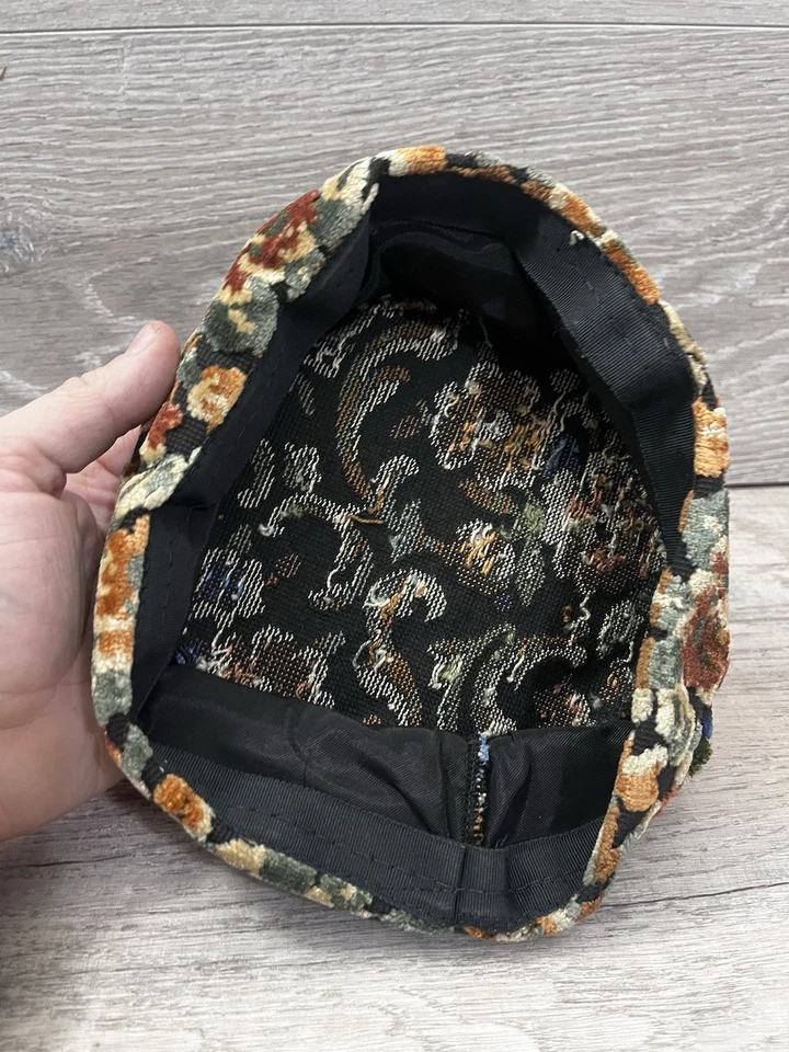 Sombrero Floral Flores Tapiz Chenille Alfombra Años 60 De Colección Original Foto 3 de 4