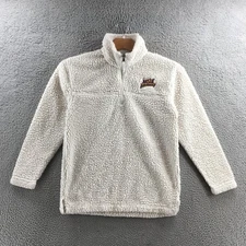 Boxercraft Quarter Zip Sherpa Fleece Jacket Mens S White Long Sleeve Mock Neck