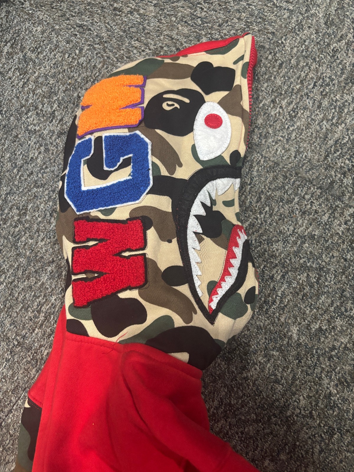 A Bathing Ape Bape Red Camo Shark WGM Tiger Japan Hoodie Full Zip Jacket Small thumbnail 3