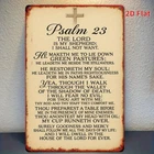 Vintage Psalm 23 Wall Art Tin Metal Signs Home Décor 8x12 Iron Cross Design with