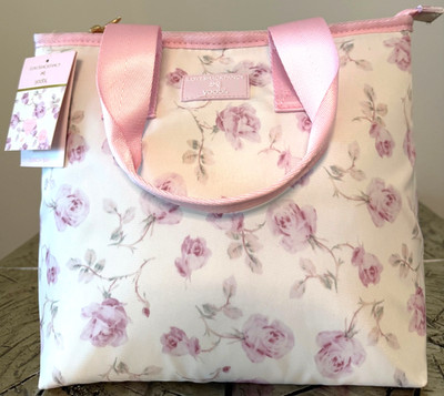 LoveShackFancy Yoobi Target Ribbon Rosa, INSULATED LUNCH TOTE BAG, Sterling Dusk