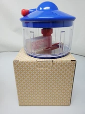 Kuhn Rikon Swiss Pull Chop Manual Food Chop Hand Pull Cord Blue top red handle