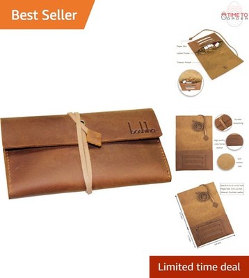 tobacco pouch with paper holder Genuine Leather Cigarette Tobacco Pouch Bag Case Wallet Filter Rolling Paper  for sale online