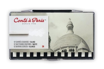Conté à Paris 12 Count 2B Sketching Crayons Set, White 12 Count - Whit
