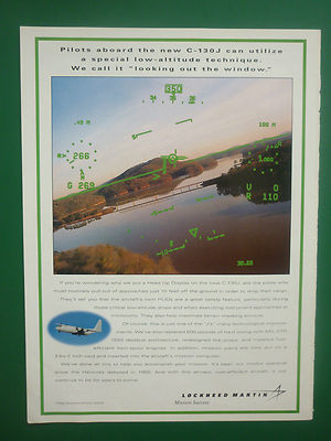 11/1996 PUB LOCKHEED MARTIN C-130J HERCULES AIRLIFTER HUD DISPLAY ORIGINAL AD