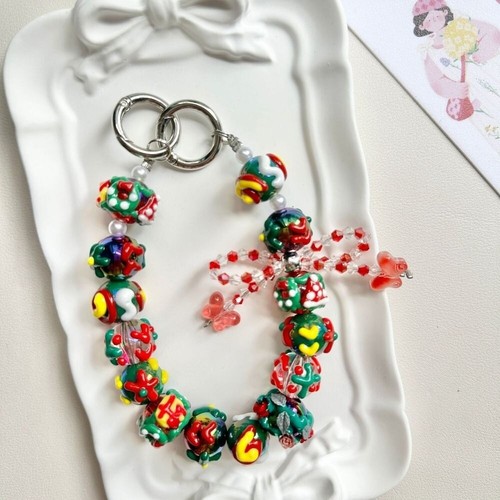 Christmas Bag Pendant Keychain Double Chain Phone Lanyard Mobile Phone Strap - Photo 14 sur 21