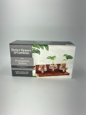 Better Homes and Gardens 3 Beaker Propagation Station, Beige Wood  Clear Glass