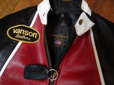 VANSON Patch Leather Single Riders Blouson Jacket men Size