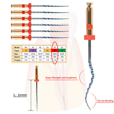 SANDENT Dental Endodontic Endo File X-Pro Gold Taper NITI Rotary Tip Assorted