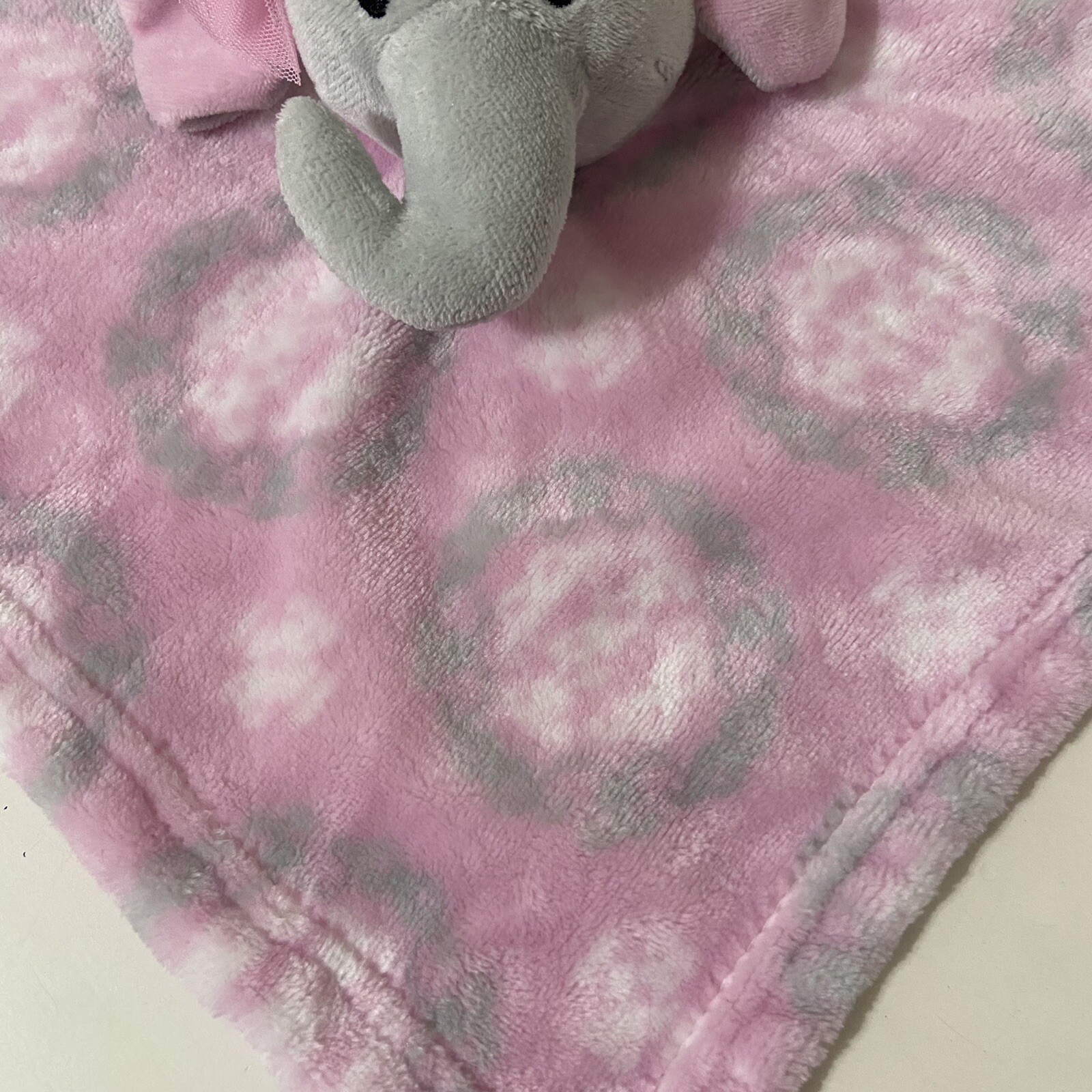 Hudson Baby Pink Elephant Security Blanket Lovey Lovie with Bow 14" x 14" eBay
