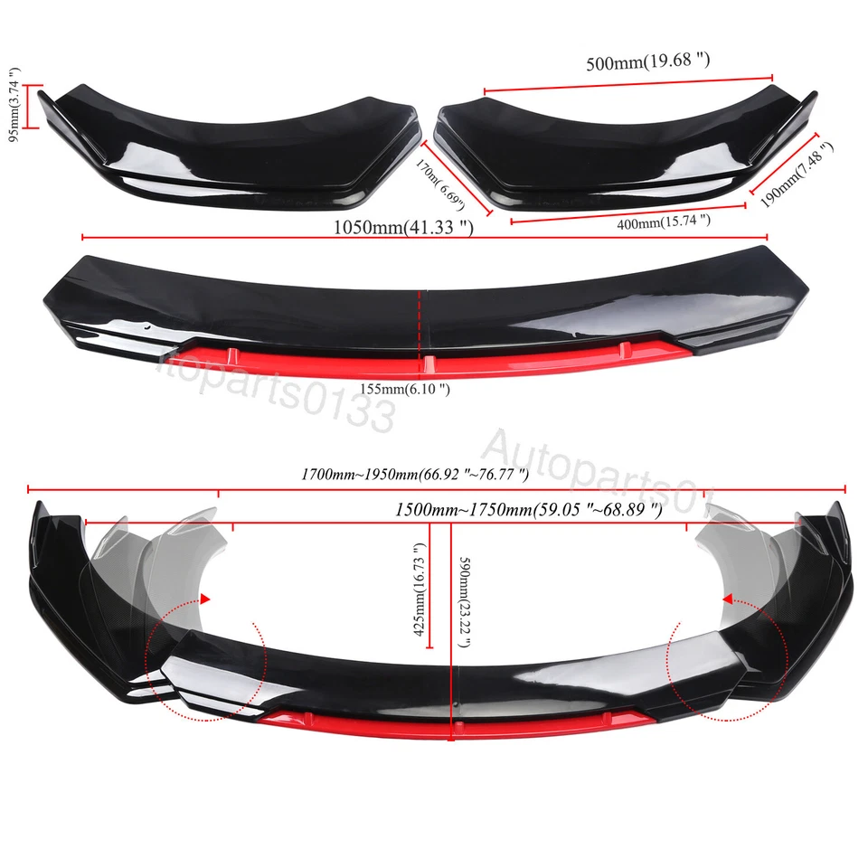 For Maserati Grancabrio Front Bumper Lip Spoiler Splitter Boby Kit Black&Red Foto 2 de 4