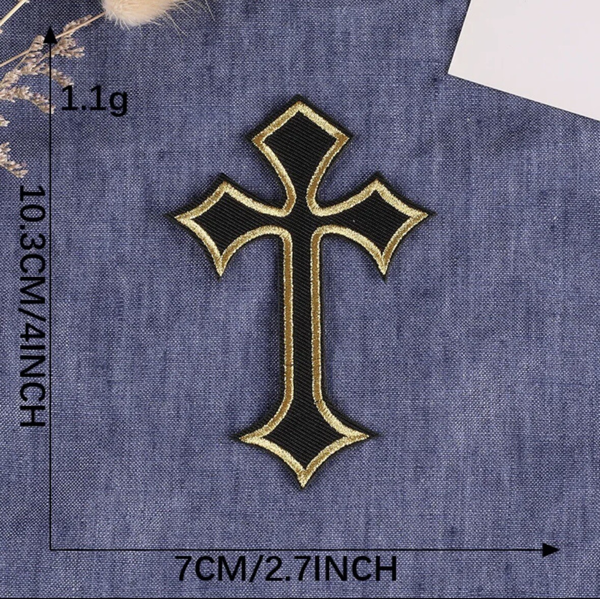 chrome hearts Cross patch - chrome hearts Iron on cross patch - Black / Gold