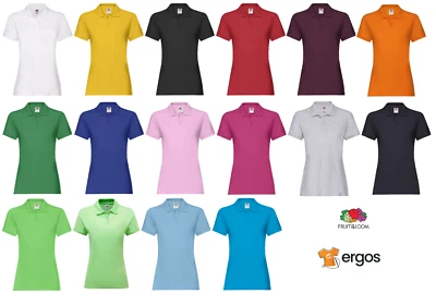 Fruit Of The Loom Polo Lady Manica Corta 100% Cotone da Donna Sfiancata FR630300 - Imagen 1 de 4