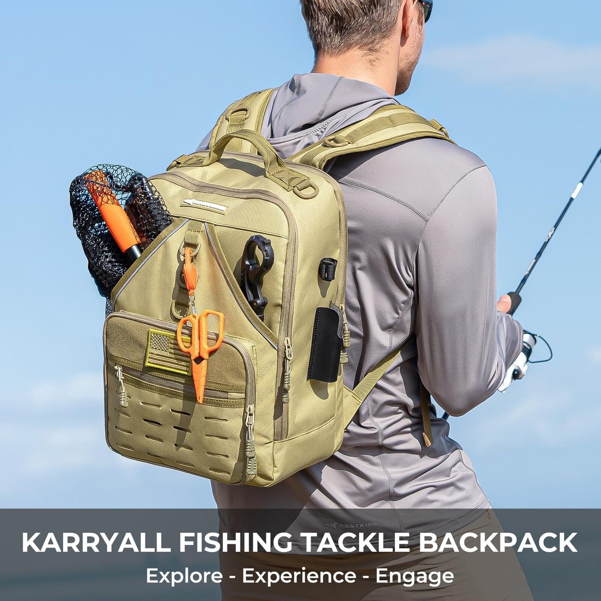 cary backpack for fishing poles KastKing Karryall Medium Fishing Tackle Daily Backpack, Large Storage  Water-r