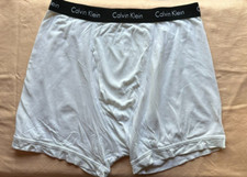 Vintage CALVIN KLEIN Briefs White Cotton Blue Band Size L