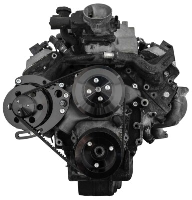 Chevy 8100 V-Belt System Alternator Only Long Water Pump L18 Billet Black