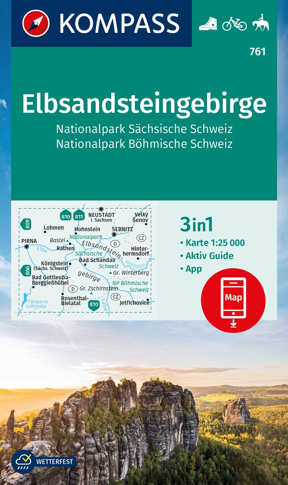 Thumbnail - Kompass Wanderkarte 761 Elbsandsteingebirge, Nationalpark Sächsische