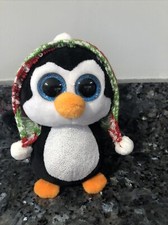 TY Beanie Boo PENELOPE The Penguin Plush Toy Blue Glitter Eyes 6" Christmas