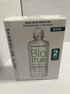 1 Twin Pack (2 Bottles) Bio True Hydration Plus Contact Lens Solution EXP 10/24