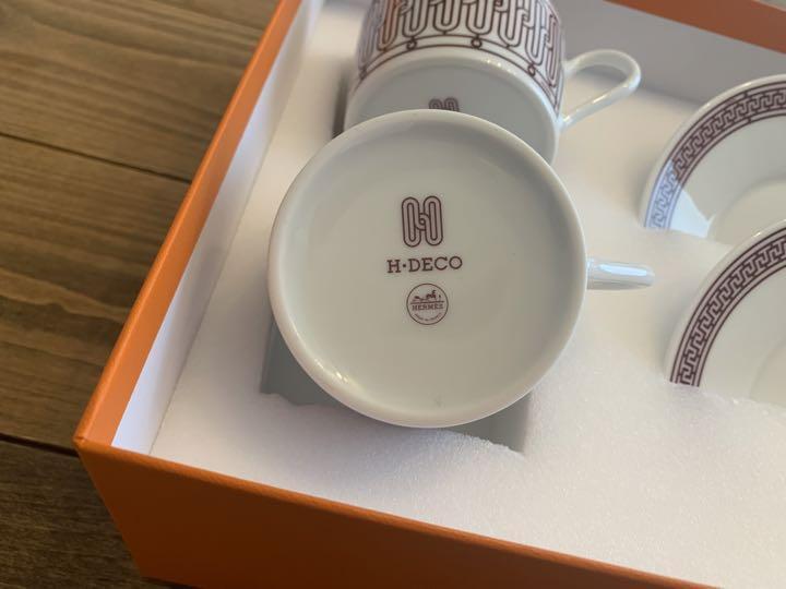 Hermes H Deco ROUGE Tea Cup and Saucer 2 set porcelain Hermes H Deco ROUGE Tea Cup and Saucer 2 set porcelain