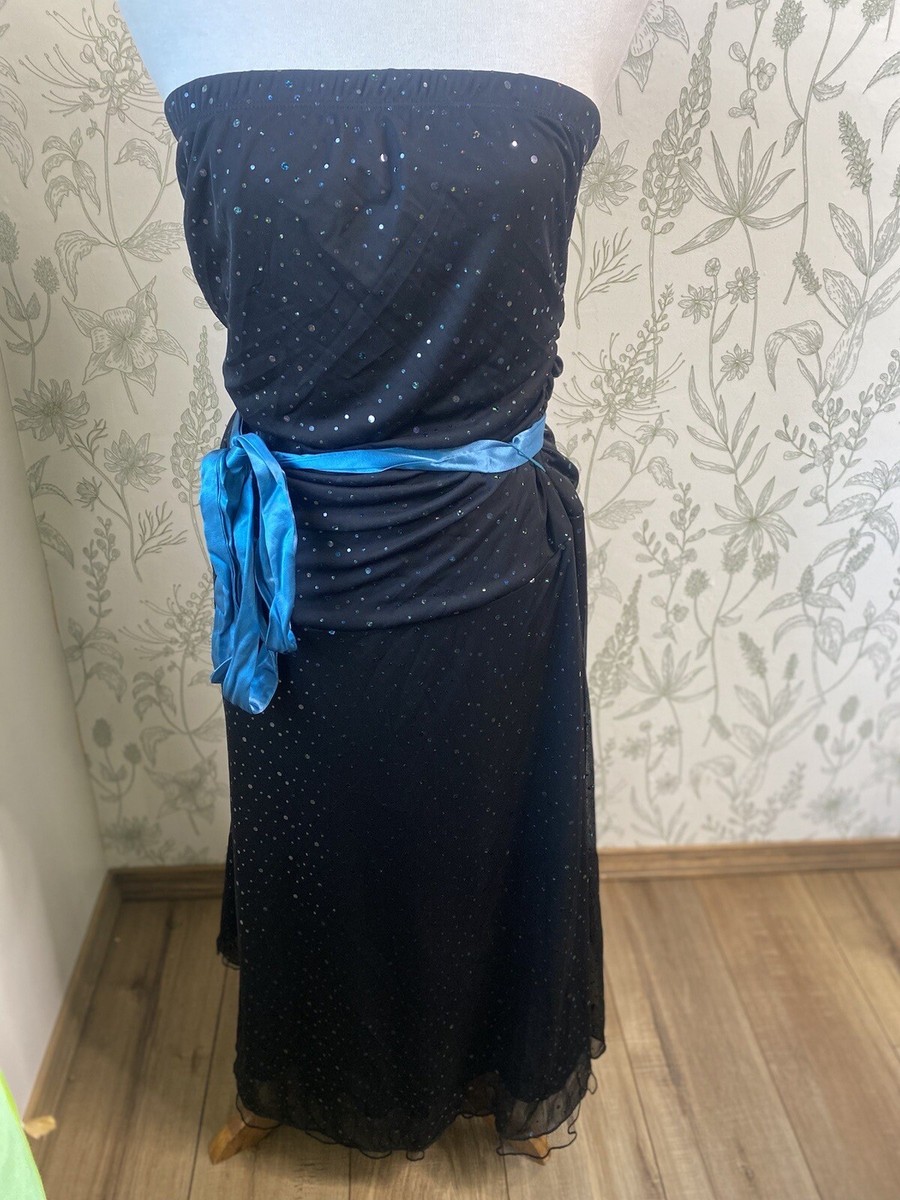 Torrid Vintage Strapless Sequence Dress Plus Size 20 Black Blue Belt