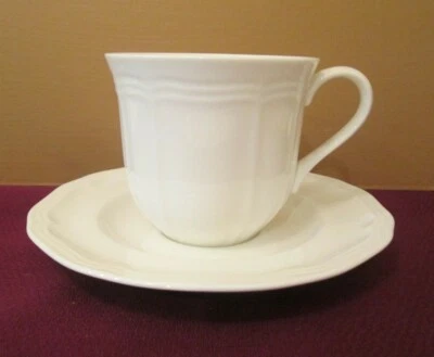 MIKASA ANTIQUE WHITE CUP & SAUCER - 3 1/4" - 0508K