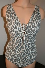 Swim Solutions Swimsuit One piece 1pc Lace Front Mio Taupe Braun Back Sz 18