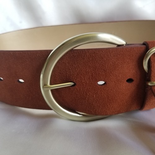 Women's Brown Leather Woven Belt Wide ETCETERA Boho Bohemian 216527 XS - Picture 3 of 8