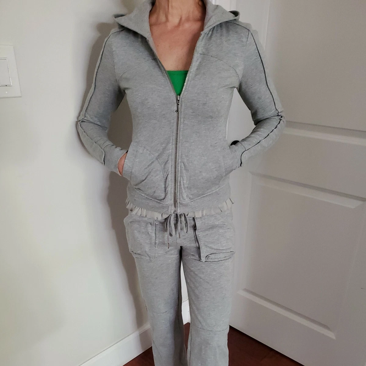 Juicy Couture NWT heather grey 2pc tracksuit P/SML cotton/modal