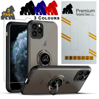 Finger Ring Hülle für iPhone 11 mit Glas Displayschutzfolie stoßfest Silikon