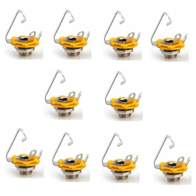 10x 1/4'' Female TS Mono Panel Mount Jack 6.35mm Phone Plug Patch Cables C433
