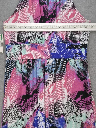 New Directions Womens Maxi Dress Petite Large Pink Blue Snake Sleeveless Soft - Picture 6 of 12
