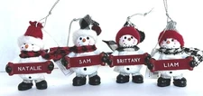Ganz Resin SNOWMAN Christmas Ornament Name Start w/"W" or "Z" Pick Girl/Boy Name