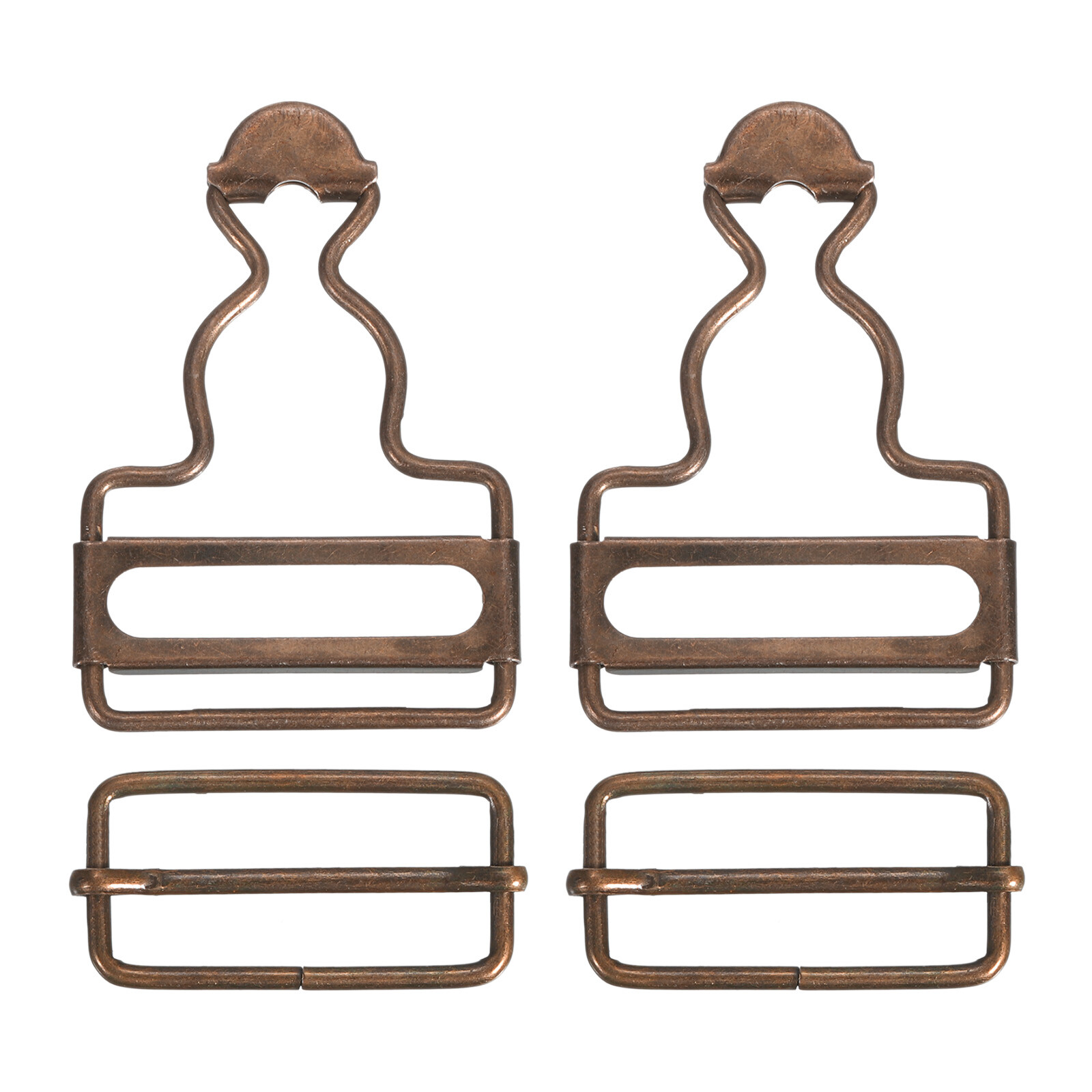 Overall Buckles, 2 Sets Metal Suspender Replacement Buckles 35mm, Copper Tone