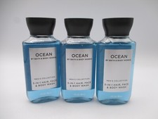 Lot/3 Bath  Body Works 3-IN-1 Hair Face Body Wash OCEAN Mens Collection  3 oz