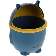 Reusable Small Desktop Garbage Can Blue PP Compact Trashbin with Odor Cover