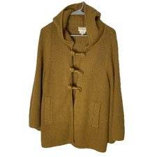 Leroys & Perry Lutz & Patmos Wool Toggle Hooded Cardigan Sweater Mustard M Fall