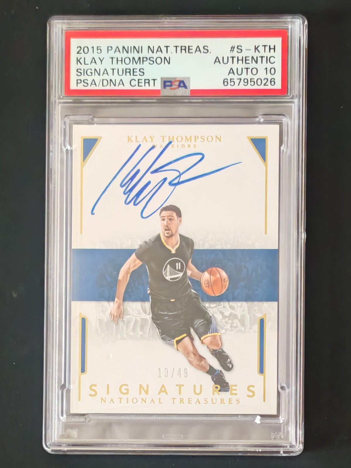 205-16 Panini National Treasures Klay Thompson Auto Autograph 13/49 PSA Auto 10! view 1