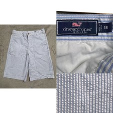 Vineyard Vines Kids Seersucker Stripe Shorts Size 16 Blue White Casual Summer