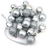 24 Kleine Mini Weihnachtskugeln Kugeln Weihnachten Baumschmuck Silber (Silber)