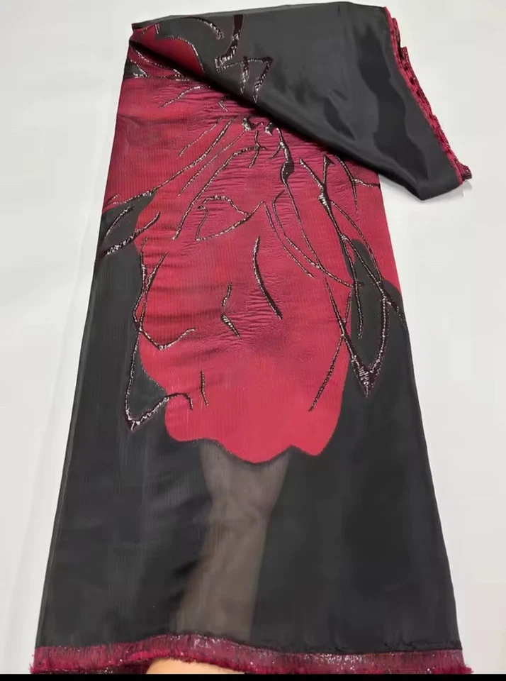 Flor de brocado africano de lujo jacquard, 5 yardas Foto 3 de 4