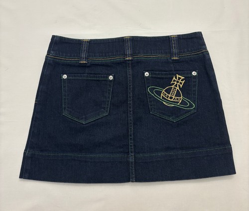 Vivienne Westwood, Vintage Vivienne Westwood Denim Mini Skirt w/ Orb Embroidery