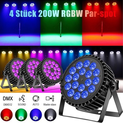 4X 200W 18 RGBW LED Par Bühnenbeleuchtung PAR Can DMX Strobe Beam Party DJ Licht