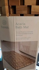 New Acacia Wood Bath Mat  31.5"x19.5"x.4" Moisture Resistant Tropical Hardwood 