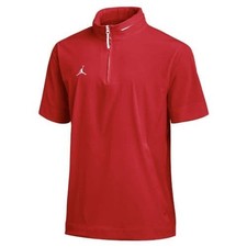 Mens Jordan 1/4 Zip Hooded Red Pullover Short Sleeve Coaches Jacket Size Medium